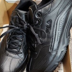 Fila Black Leather Athletic Shoes